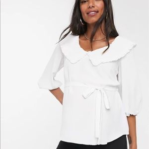 ASOS Maternity tea blouse with frill collar detail